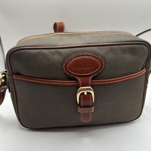 Vintage Bally Brown Leather Trim Crossbody